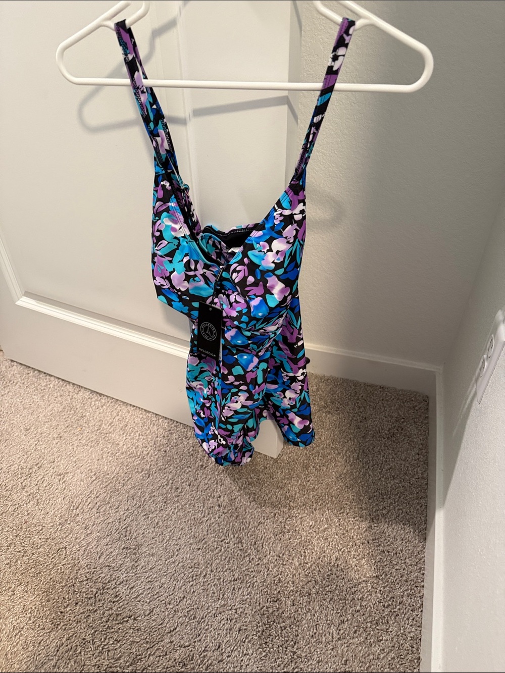 RELLECIGA Blue, Purple & Black Floral Bikini Top and Bottom Set